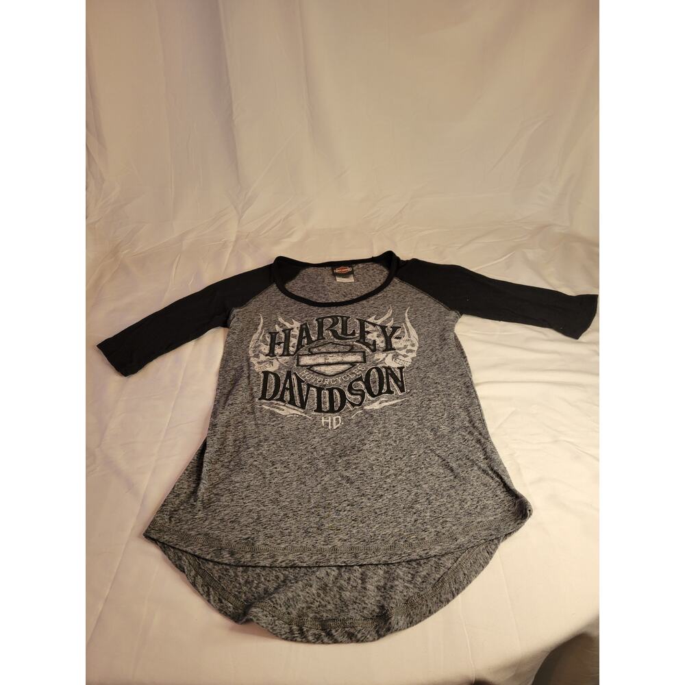 Harley Davidson 3/4 Sleeve Womens tshirt S Biker Built